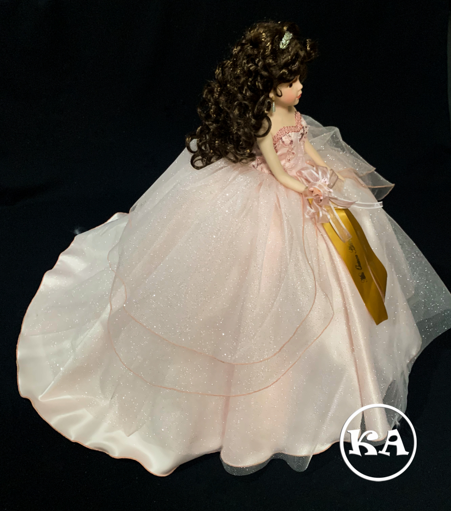quinceanera doll long train dress